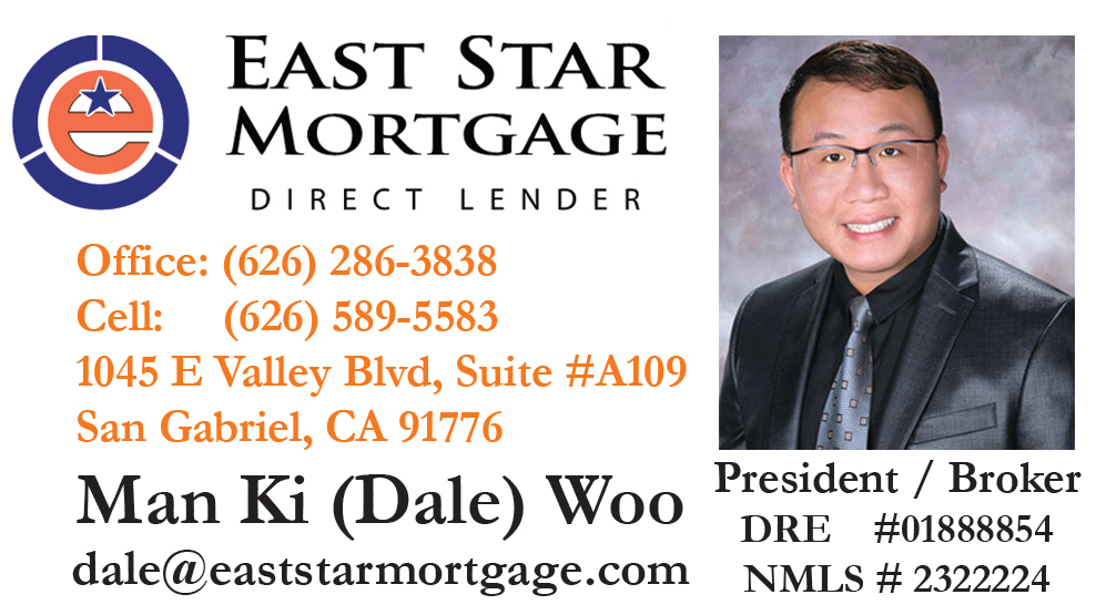 East Star Mortgage business card for Man Ki (Dale) Woo